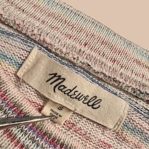Madewell ‘Bubble-Sleeve Crop Top’ Sweatshirt in “Rainbow Stripe” Size Small - Picture 6 of 16